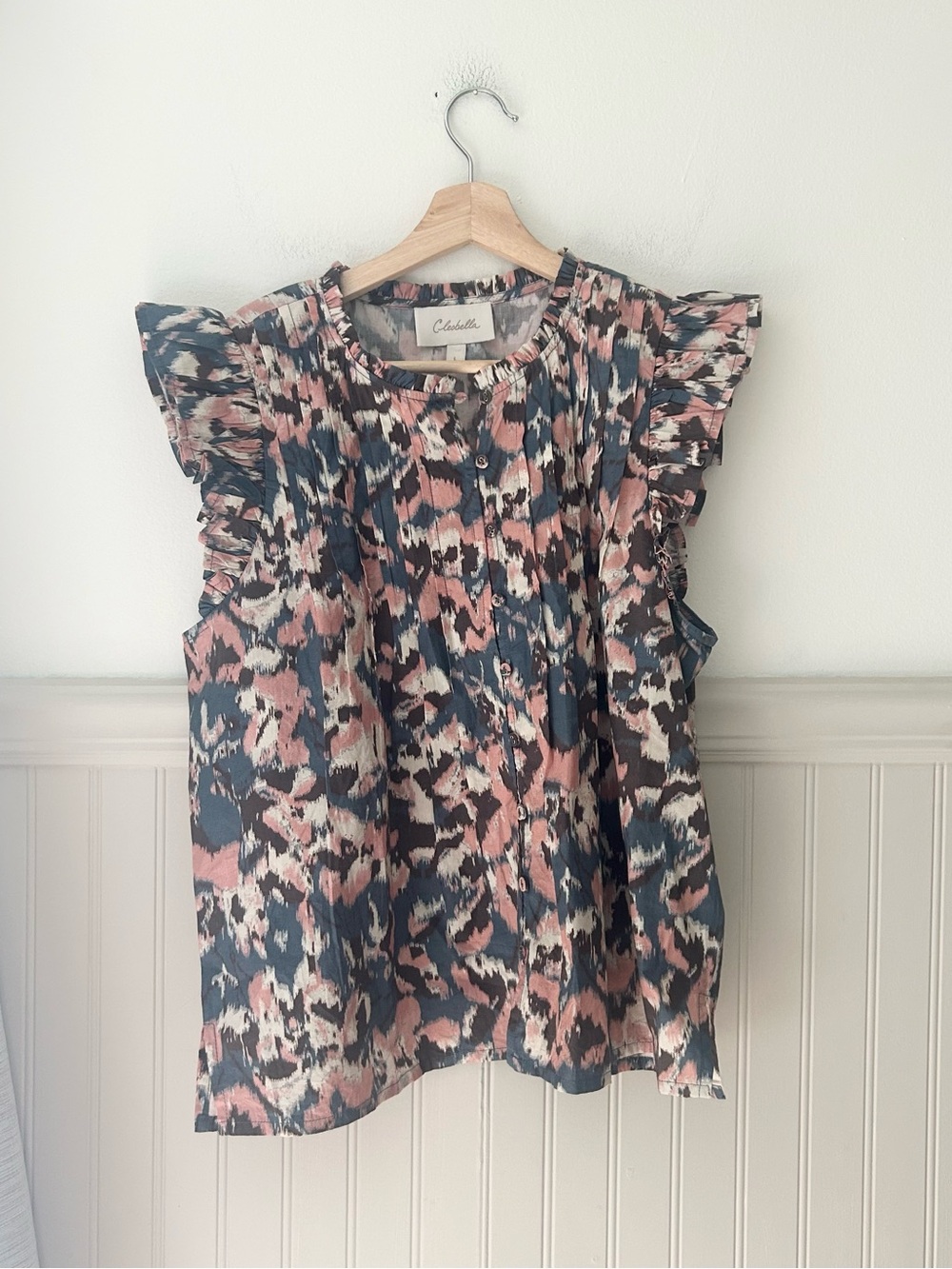 Cleobella Maritza Blouse Le Jules Large Ruffle Cap Sleeve Blouse Organic Cotton - Picture 2 of 10